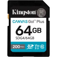 Karta pamięci Kingston SD 64GB Canvas Go Plus SDG4/64GB - 200|100MB|s, Class 10, UHS-I, U3, V30