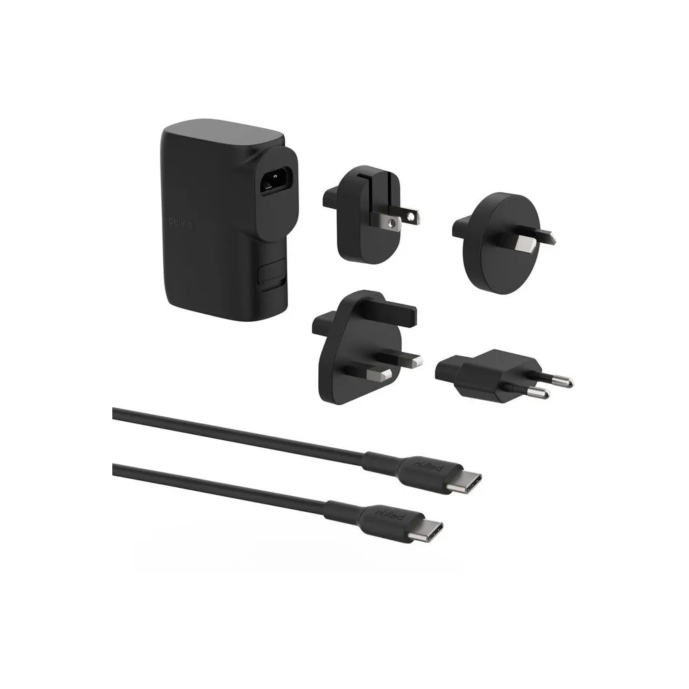 Ładowarka z powerbankiem Belkin BoostCharge Hybrid Wall Charger 25W, Power Bank 5K, Travel Adapter Kit BPZ003BT1MBK-B6 - Czarna