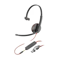 Słuchawka nauszna Poly Blackwire 3215 Monaural USB-C Headset +3.5mm Plug +USB-C/A Adapter 8X227AA