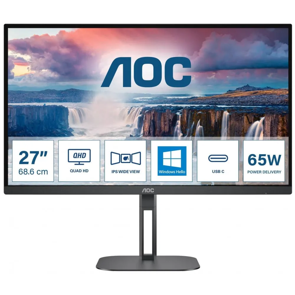Monitor AOC Q27V5N/BK, 27", 2560x1440 (QHD), 75Hz, VA, FreeSync, 4 ms, pivot, Czarny | Sklep ITnes.pl, IT for BUSINESS