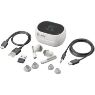 Słuchawki bezprzewodowe Poly Voyager Free 60+ UC White Sand Earbuds +BT700 USB-A Adapter +Touchscreen Charge Case 7Y8G5AA