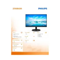 Monitor Philips 221V8A/00, 22", 1920x1080 (FHD), 75Hz, VA, 4 ms, Czarny | Sklep ITnes.pl, IT for BUSINESS