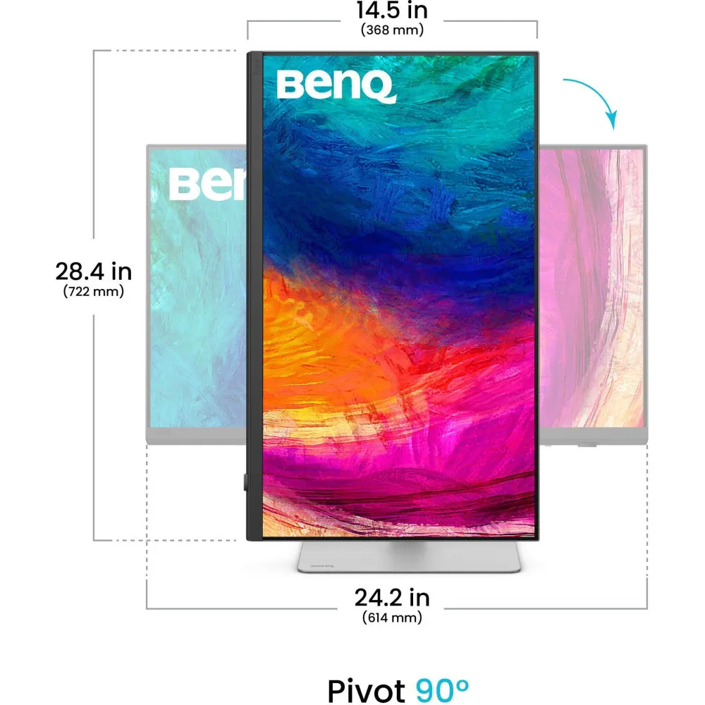 Monitor Benq PD2703S 9H.LN7LA.TBE - 27"/5120x2880 (5K)/60Hz/IPS/HDR/5 ms/pivot/Srebrno-biaĺy - zdjęcie