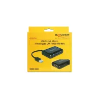 Delock 62440 HUB USB 3.0 DELOCK 3-PORTY +PORT GIGABIT LAN AKTYWNY+ZASILACZ CZARNY | Sklep ITnes.pl - IT for BUSINESS