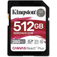 Karta pamięci Kingston Canvas React Plus SDXC 512 GB SDR2V6/512GB - Class 10, UHS-II, U3, V60