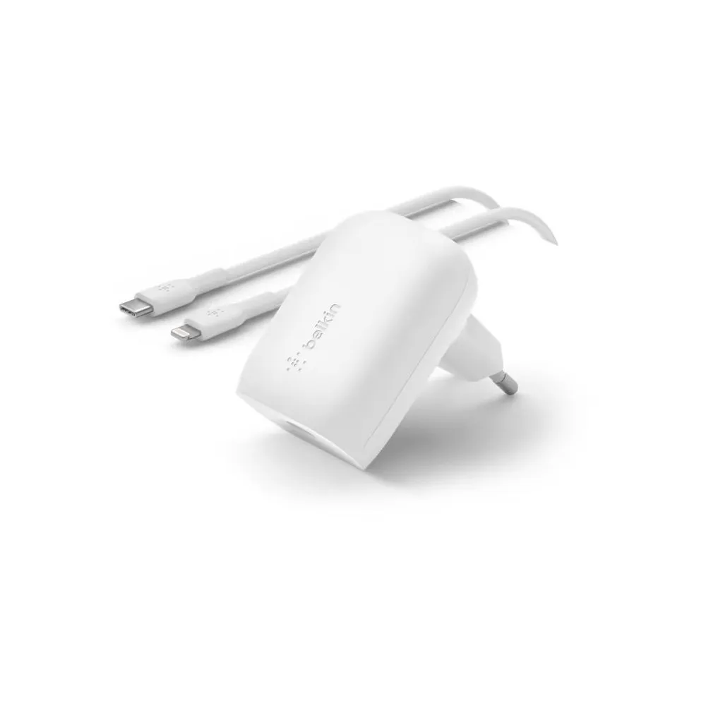 Ładowarka sieciowa Belkin BoostCharge 30W USB-C WCA005VF1MWH-B5 - Kabel USB-C do Lightning, Biała