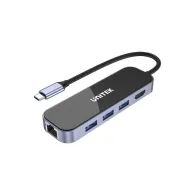 Stacja dokująca Unitek USB-C 3.1 RJ-45 3xUSB-A HDMI 4KD1084A, Kolor srebrny, Czarna | Sklep ITnes.pl, IT for BUSINESS