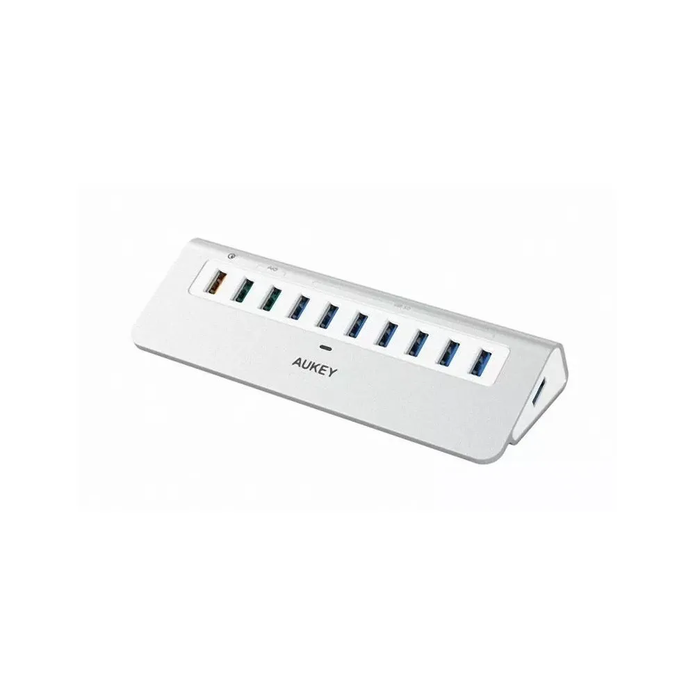 Hub USB AUKEY 10w1 CB-H6S - 7x USB 3.1, 2x USB AiPower, 1x USB Quick Charge 3.0, Biały Hub USB AUKEY 10w1 CB-H6S - 7x USB 3.1, 2x USB AiPower, 1x USB Quick Charge 3.0, Biały
