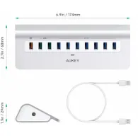 Hub USB AUKEY 10w1 CB-H6S - 7x USB 3.1, 2x USB AiPower, 1x USB Quick Charge 3.0, Biały