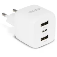 Ładowarka sieciowa Dicota Compact Laptop GaN Charger 32W D32069 - 2x USB-A, 1x USB-C, 32W, Biała