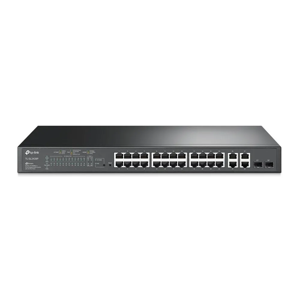 Switch zarządzalny TP-Link TL-SL2428P, Desktop 24 x LAN 10|100Mbps, 2 x 1Gbps RJ45, 2 x combo 1Gbps RJ45|SFP, PoE+ 250W, Omada S