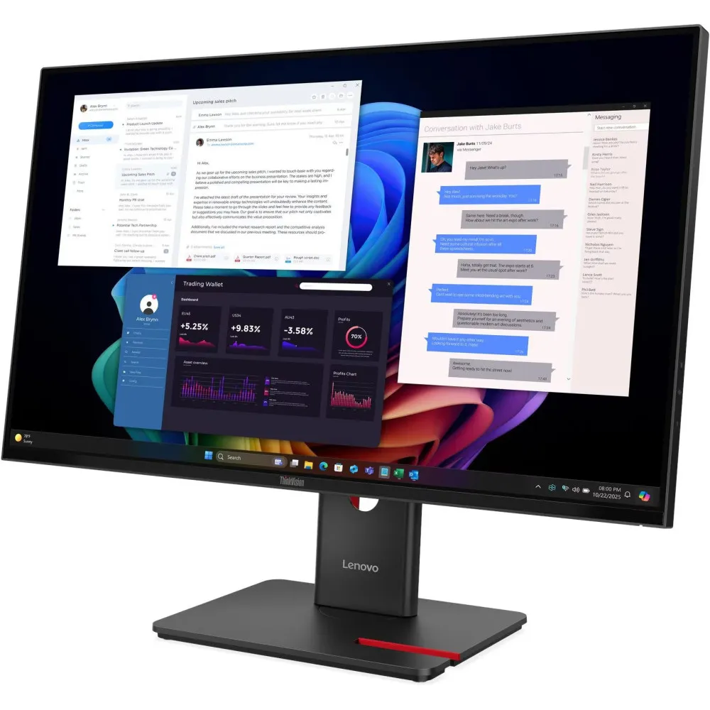 Monitor Lenovo ThinkVision T27UD-40 64AFGAT2EU - 27"/3840x2160 (4K)/48Hz-60Hz/IPS/HDR/4 ms/pivot/USB-C/Czarny - zdjęcie