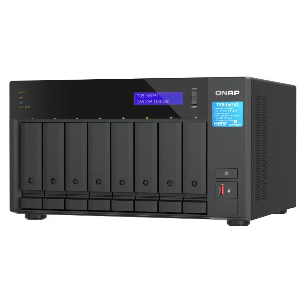 Serwer NAS QNAP Tower TVS-H874T-I9-HJ - Tower/Intel Core i9/64 GB RAM/32 TB/2 TB cache/8 wnęk - zdjęcie