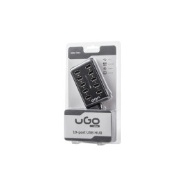 uGo UHU-1012 HUB ROZDZIELACZ USB 2.0 - 10 PORTÓW AKTYWNY Z WŁĄCZNIKIEM+ZASILACZ