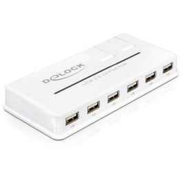Delock 61857 HUB USB 2.0 DELOCK 10-PORTÓW AKTYWNY+ZASILACZ BIAŁY
