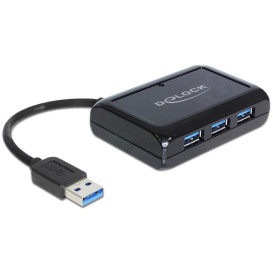 Delock 62440 HUB USB 3.0 DELOCK 3-PORTY +PORT GIGABIT LAN AKTYWNY+ZASILACZ CZARNY