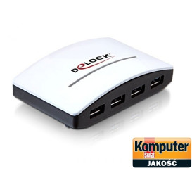 Delock 61762 HUB USB 3.0 DELOCK 4-PORTY AKTYWNY+ZASILACZ BIAŁO-CZARNY