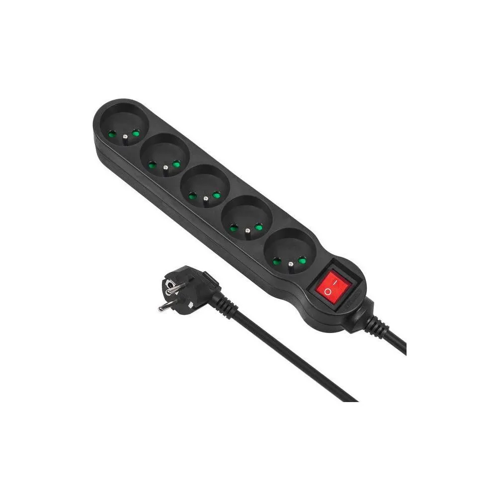 Listwa zasilająca Maclean Energy 5-outlet with switch 2300W - 5 gniazd, 1,4 m, Czarna - MCE183 | Sklep ITnes.pl - IT for BUSINES