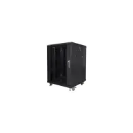 Szafa rack 19" 15U Lanberg FF01-6615-12B, 848mm x 600mm x 600 mm, szklane drzwi, kolor czarny | Sklep ITnes.pl, IT for BUSINESS