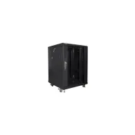 Szafa rack 19" 15U Lanberg FF01-6615-12B, 848mm x 600mm x 600 mm, szklane drzwi, kolor czarny | Sklep ITnes.pl, IT for BUSINESS