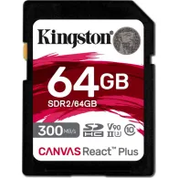 Karta pamięci Kingston SD 64GB Canvas React Plus 300/260 UHS-II U3 SDR2/64GB - Czarna | Sklep ITnes.pl - IT for BUSINESS
