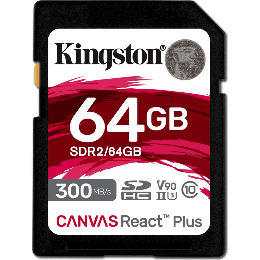 Karta pamięci Kingston SD 64GB Canvas React Plus 300/260 UHS-II U3 SDR2/64GB - Czarna | Sklep ITnes.pl - IT for BUSINESS