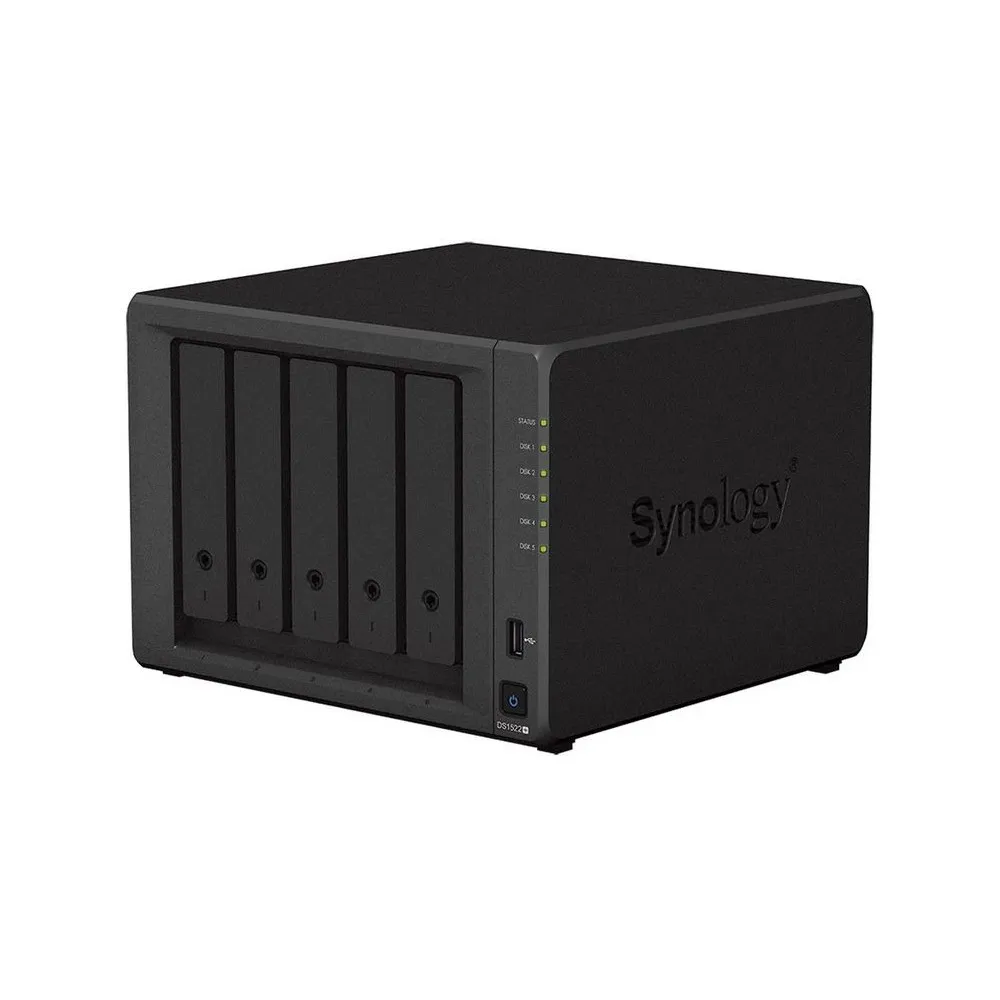 Serwer NAS Synology DiskStation DS1522B4V - Desktop/AMD Ryzen R1600/8 GB RAM/36 TB/5 wnęk/2 x M.2/hot-swap/3 lata Carry-in