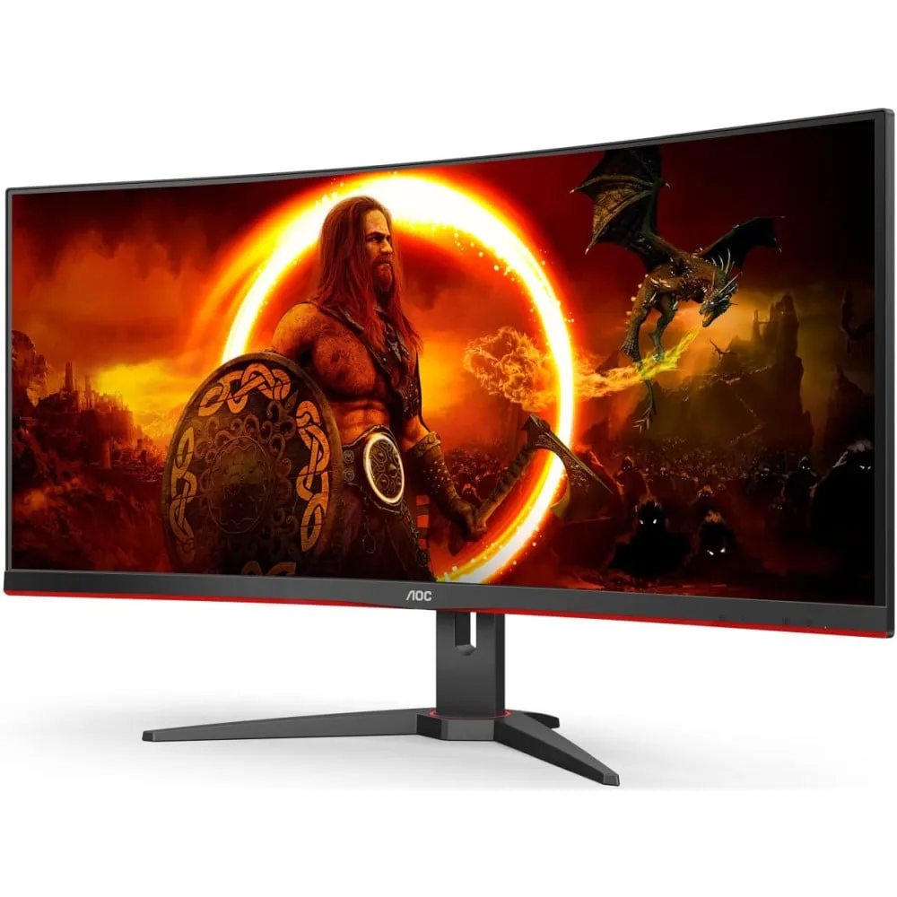 Monitor AOC CU34G2XE/BK - 34"/3440x1440 (UWQHD)/144Hz/21:9/zakrzywiony/VA/HDR/1 ms/Czarno-czerwony