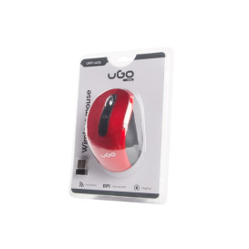 Mysz bezprzewodowa uGo UMY-1075 - USB, Sensor optyczny, 1800 DPI, Czerwona, Czarna