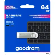 Pendrive GoodRAM UNO3 64 GB UNO3-0640S0R11 - USB 3.2 Gen 1, Srebrny
