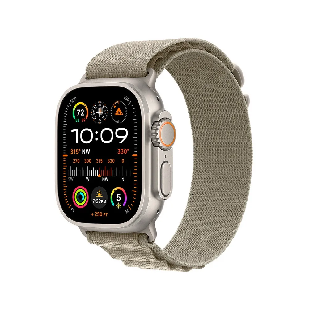 Smartwatch Apple Watch Ultra 2 MRF03WB/A - 49 mm GPS + Cellular tytan z opaską Alpine w kolorze moro, rozm. L Smartwatch Apple Watch Ultra 2 MRF03WB/A - 49 mm GPS + Cellular tytan z opaską Alpine w kolorze moro, rozm. L