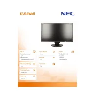 Monitor NEC MultiSync EA234WMi black 60003588, 23", 1920x1080 (FHD), 75Hz, IPS, 6 ms, pivot, Czarny | Sklep ITnes.pl, IT for BUS