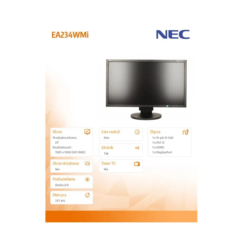 Zdjęcie monitora NEC MultiSync EA234WMi black 60003588