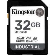 Karta pamięci Kingston SD 32GB Industrial SDIT/32GB - 100MB|s|80MB|s, Class 10, UHS-I, U3, V30, A1, Czarna