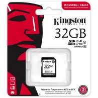 Karta pamięci Kingston SD 32GB Industrial SDIT/32GB - 100MB|s|80MB|s, Class 10, UHS-I, U3, V30, A1, Czarna