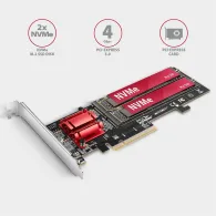 Karta rozszerzeń AXAGON PCEM2-ND - PCIe x8, 2x slot M.2 NVMe M-key RAID, w zestawie LP