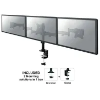 Neomounts Select Tilt,Turn,Rotate Triple Desk Mount for three 10-27" Monitor Screens, Height Adjustable, Black - NM-D135D3BLACK 