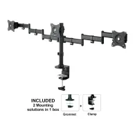 Neomounts Select Tilt,Turn,Rotate Triple Desk Mount for three 10-27" Monitor Screens, Height Adjustable, Black - NM-D135D3BLACK 