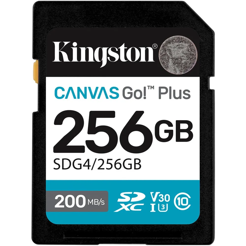 Karta pamięci Kingston SD 256GB Canvas Go Plus SDG4/256GB - 200|160MB|s, Class 10, UHS-I, U3, V30