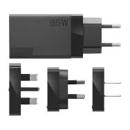 Zasilacz sieciowy Lenovo USB-C Travel Adapter 65W G0A6N065WW - 4 wymienne wtyczki (USA, UE, AU, GB), Czarny