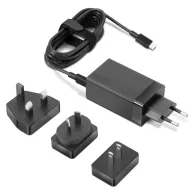 Zasilacz sieciowy Lenovo USB-C Travel Adapter 65W G0A6N065WW - 4 wymienne wtyczki (USA, UE, AU, GB), Czarny