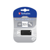 Pendrive Verbatim 32GB Pinstripe 49064 - USB 2.0, Czarny