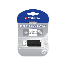 Pendrive Verbatim 32GB Pinstripe 49064 - USB 2.0, Czarny