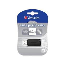 Pendrive Verbatim 64GB Pinstripe 49065 - USB 2.0, Czarny