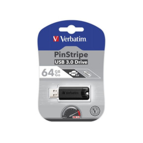 Pendrive Verbatim 64GB Pinstripe 49318 - USB 3.0, Czarny