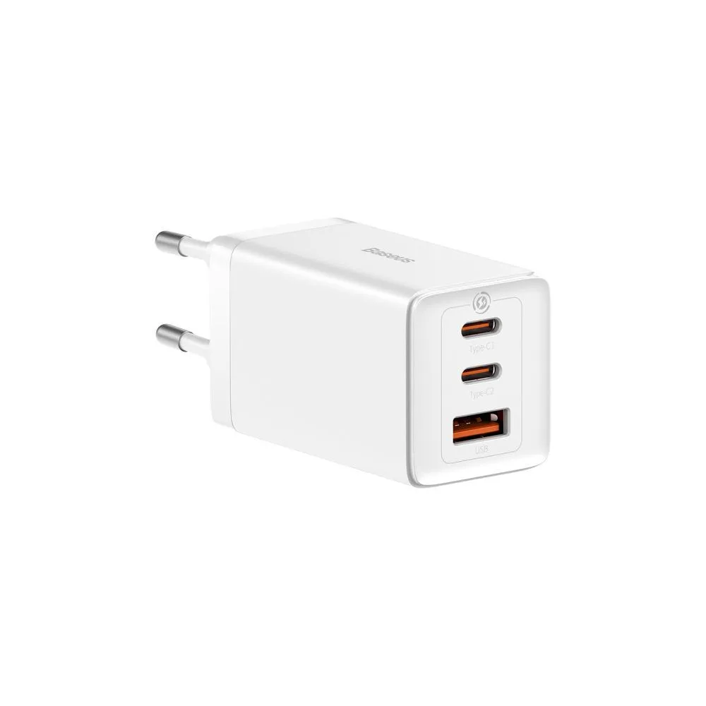 Ładowarka sieciowa Baseus GaN5 Pro 2C+U 65W CCGP120202 - 1x USB-A, 2x USB-C, QC4.0, Biała
