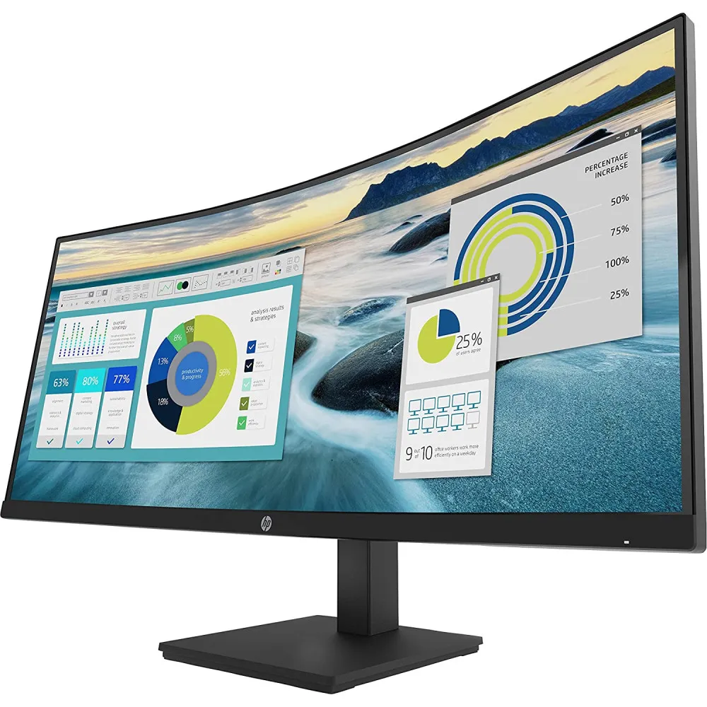 Zdjęcie produktu Monitor HP P34hc G4 21Y56AA - 34"/3440x1440 (UWQHD)/60Hz/21:9/zakrzywiony/VA/5 ms/USB-C/Czarny