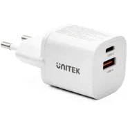 Ładowarka sieciowa Unitek 33W Mini USB Wall Charger P1125AWH01-EU - 1x USB-C, 1x USB-A, Biała