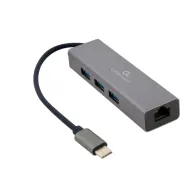 Karta sieciowa Gembird USB-C z hubem USB-A A-CMU3-LAN-01, 10, 100, 1000 Mbps, USB 3.2 Gen 1 5 Gbps, Szara | Sklep ITnes.pl, IT f