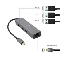 Karta sieciowa Gembird USB-C z hubem USB-A A-CMU3-LAN-01, 10, 100, 1000 Mbps, USB 3.2 Gen 1 5 Gbps, Szara | Sklep ITnes.pl, IT f